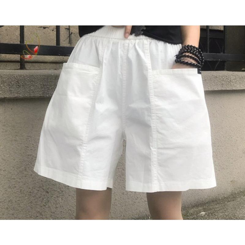 Summer Wide-leg Shorts Women's Casual Loose High-waist Straight Five-point Elastic Waist Pants