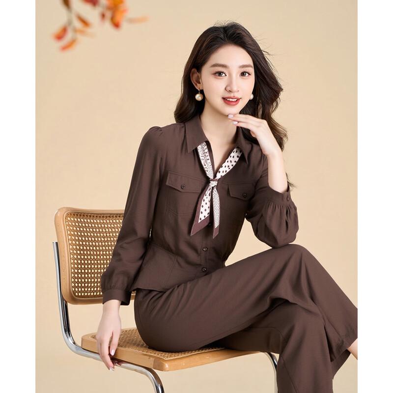 Женский классический ретро комплект из рубашки и брюк Kebell L