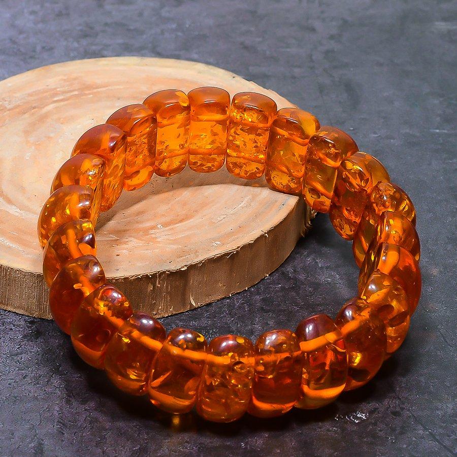 Natural Baltic Amber Gemstone Handmade Cuff Adjustable ETC-9781