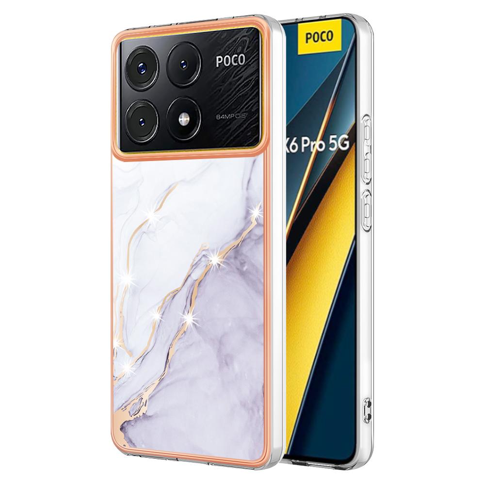 For Xiaomi Poco X6 Pro 5G/K70E 5G TPU Case with IMD Marble Pattern Electroplated Back Cover