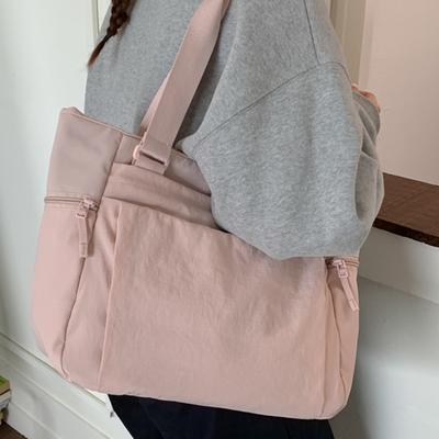 Casual and Lightweight Tote Bag Women's 2025 New Large-capacity Simple Commuter Shoulder Bag Korean Version of Niche Canvas Bag
