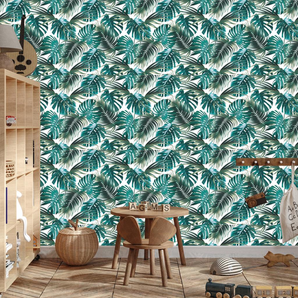 Palm and Monstera Leaves Wallpaper for Living Room and Bedroom 50x1000