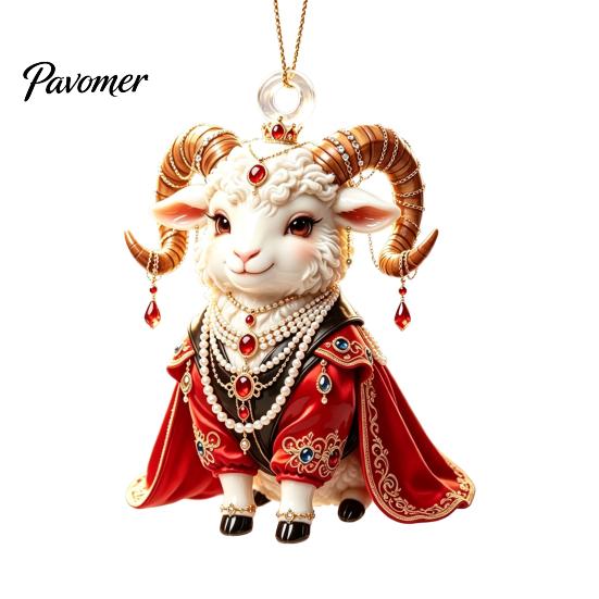 Acrylic Pendant for Christmas 2027 New Year Sheep Ornament, 2D Tree Hanging Decor with String, Chinese Zodiac Goat Decor, Holiday Gift Seasonal Party