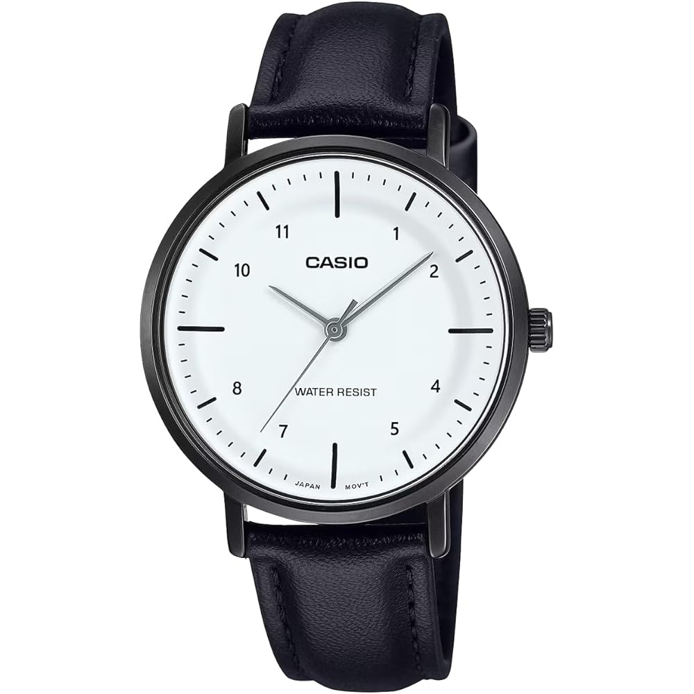 Casio Analog Quartz Women s Watch LTP-VT03BL-7B White Black Leather Band Imported Model