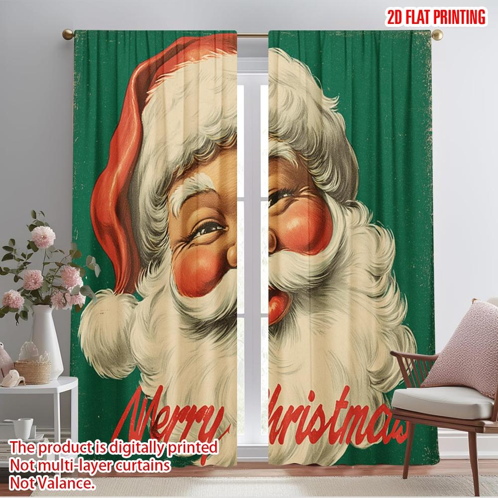 

2pcs,2D plane printing Curtains Roller Blinds Black Santa Claus (2) Versatile Durable Polyester (without rod) Home Decor for 52.50×116.00 CM 2pcs