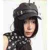 Hot Women'S Trendy Beret Harajuku Gothic Lolita Punk Cap Pu Leather Flat Top Versatile Beret Retro Flat Tops Visor Newsboy Cap