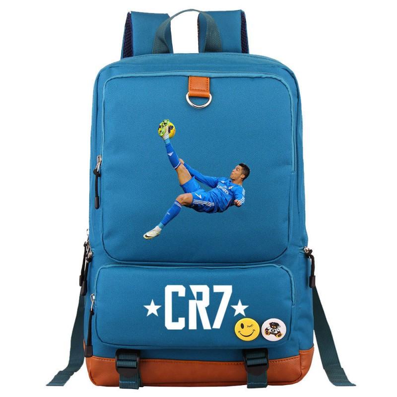 Cristiano Ronaldo Printed Youth School Backpack Teenagers Durable Oxford Fabric Breathable Padded Straps Unisex Travel Bag