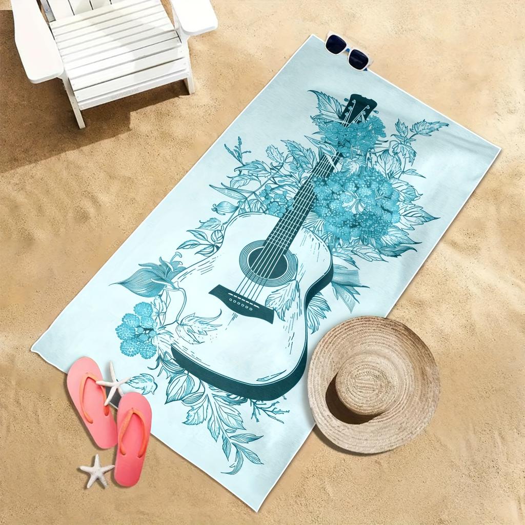 Guitar Pattern Quick Dry Comfort Towel, Ideal for Outdoor Travel Camping Holiday Pool Yoga Beach Must Have
