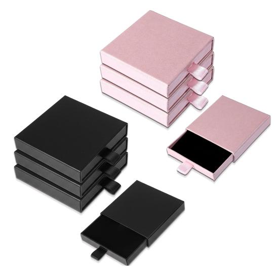 4 szt. Kwadratowe Pudełka Prezentowe na Biżuterię Kartonowe Pudełka do Pakowania Biżuterii z Pokrywkami Miękka Gąbka Pudełka Prezentowe na Pierścionki Naszyjniki Bransoletki Kolczyki