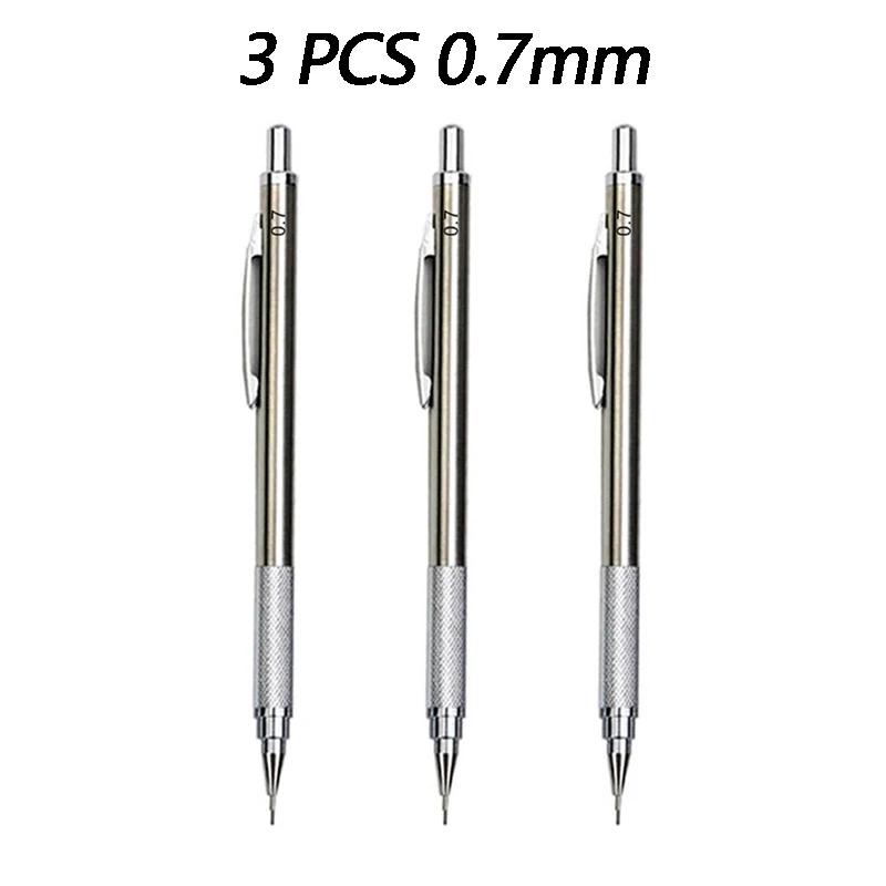 1/2/3 PCS Metal Drawing Pencils 0.3 0.5 0.7 mm HB Art Sketch Writing Mechanical Pencil Leads School Office Supplies Stationery