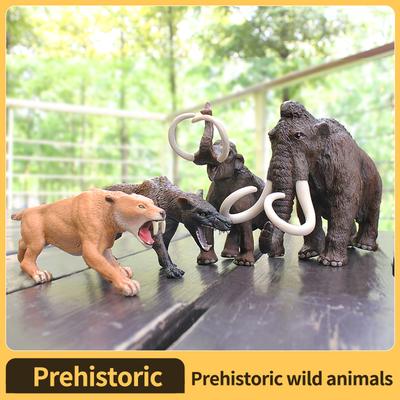 Ancient Mammoth Action Figure Toy Realistic Prehistoric Animales Model Collectors Wild Animal Figurine Kids Smilodon for Poseable Articulated Scale
