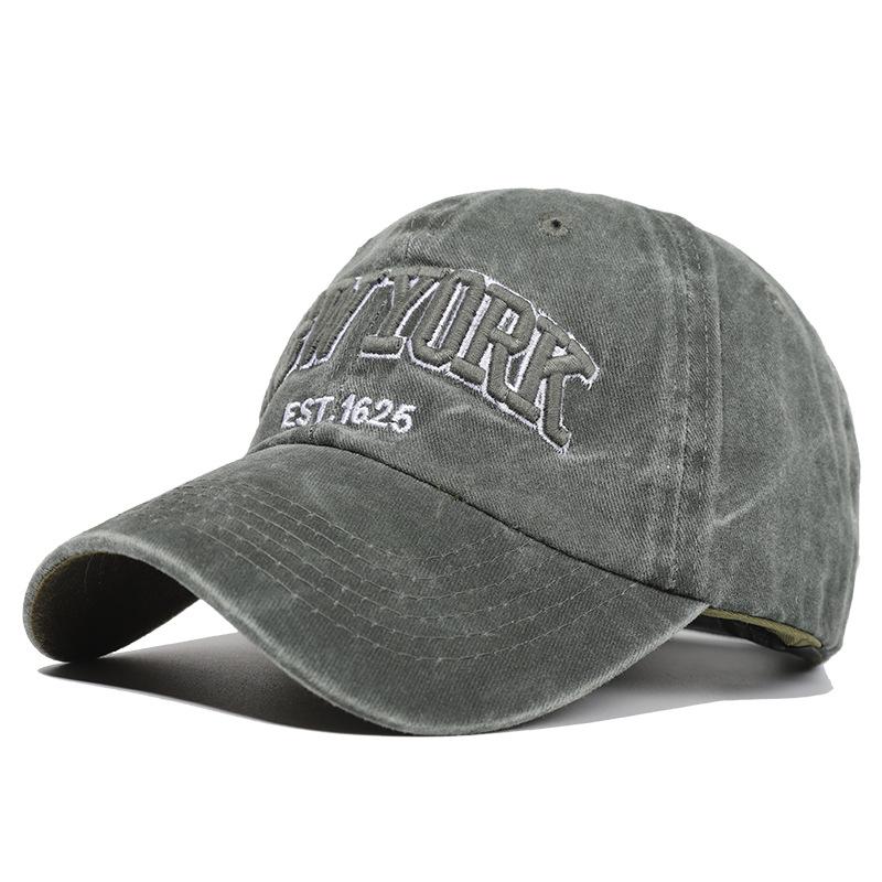 Retro English Letter Embroidered Baseball Cap New Style Wash Cotton Denim Baseball Cap Men and Women Sun Protection Sun Hat