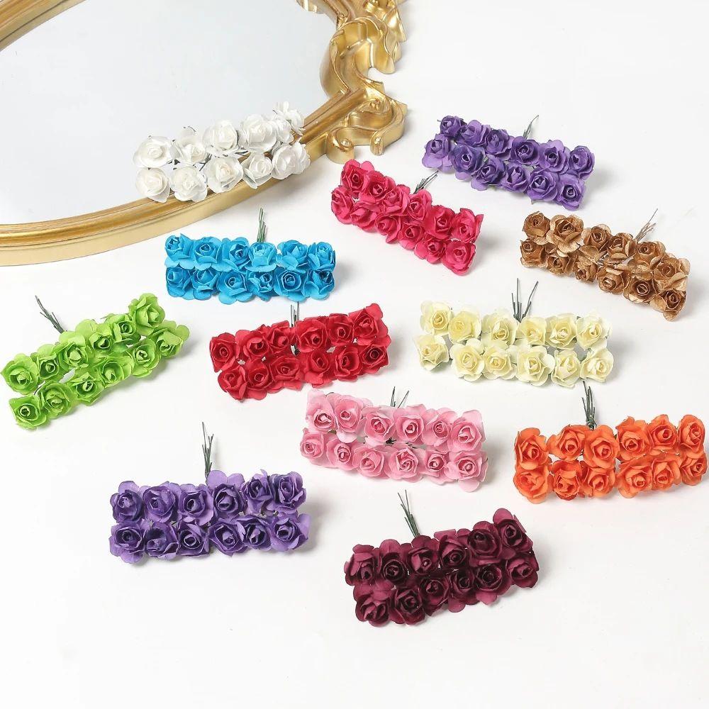 144pcs Artificial Paper Flower Simulation Rose Outdoor UV Protection Festival Christmas Garden Wreath Wedding Home Diy Candy Box