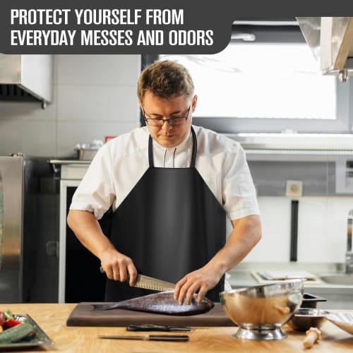 Rubber Apron, Dishwasher Apron, Dishwashing Rubber Apron, Waterproof, Dog Grooming, Restaurant, Butcher, Chemical, Heavy-Duty, Vinyl, 39 x 26 Inch