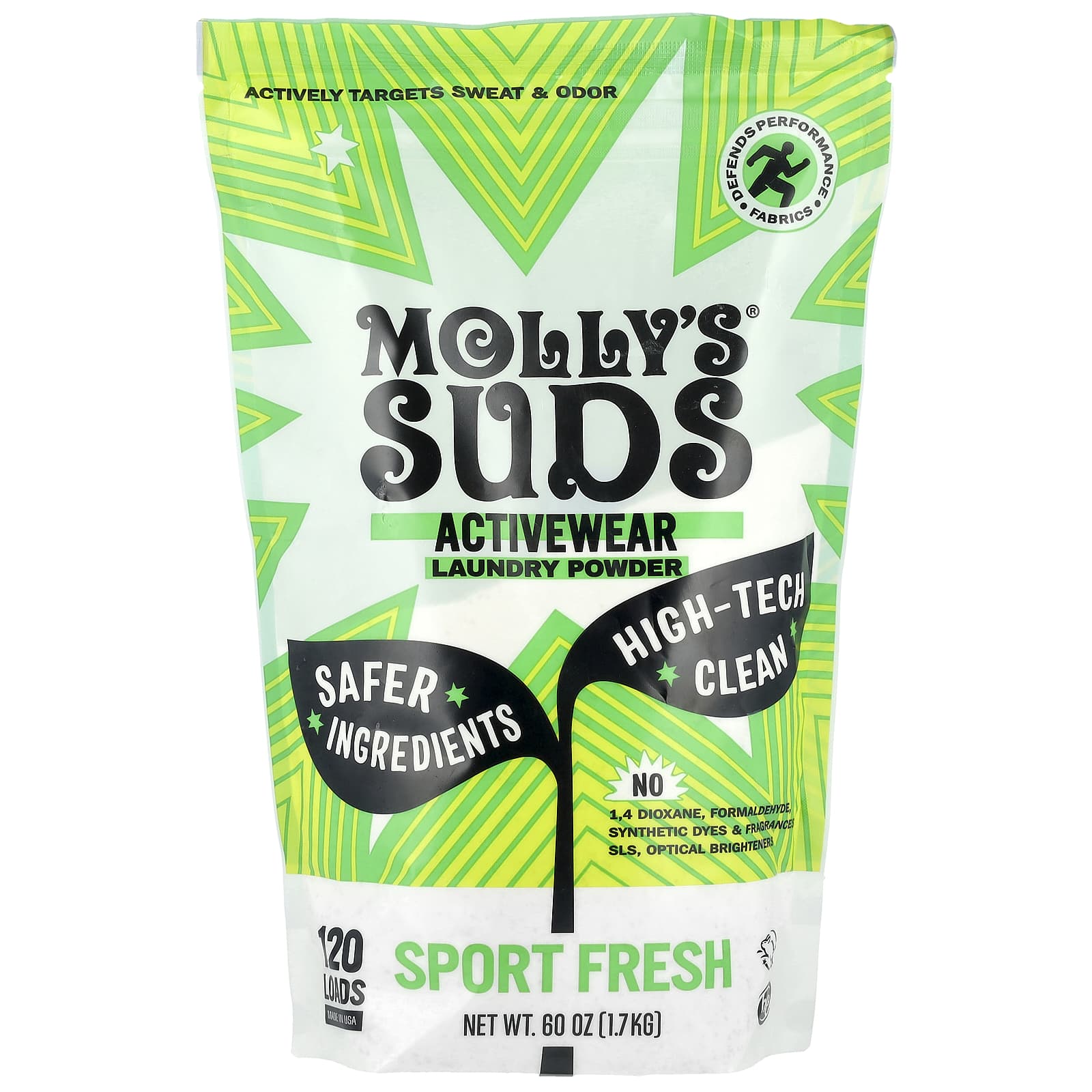 

Molly S Suds, Activewear Laundry Powder, Sport Fresh, 1.7Kg(60Oz)