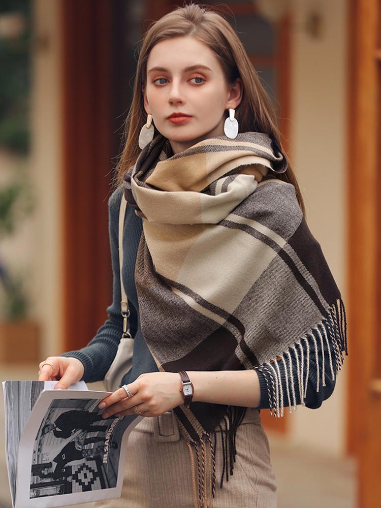 Imitation Cashmere Women Scarf Lady Winter Vintage Plaid Fringed Scarve Pashmina Mujer Foulard Bufanda Wrap Shawl Echarpe Hiver