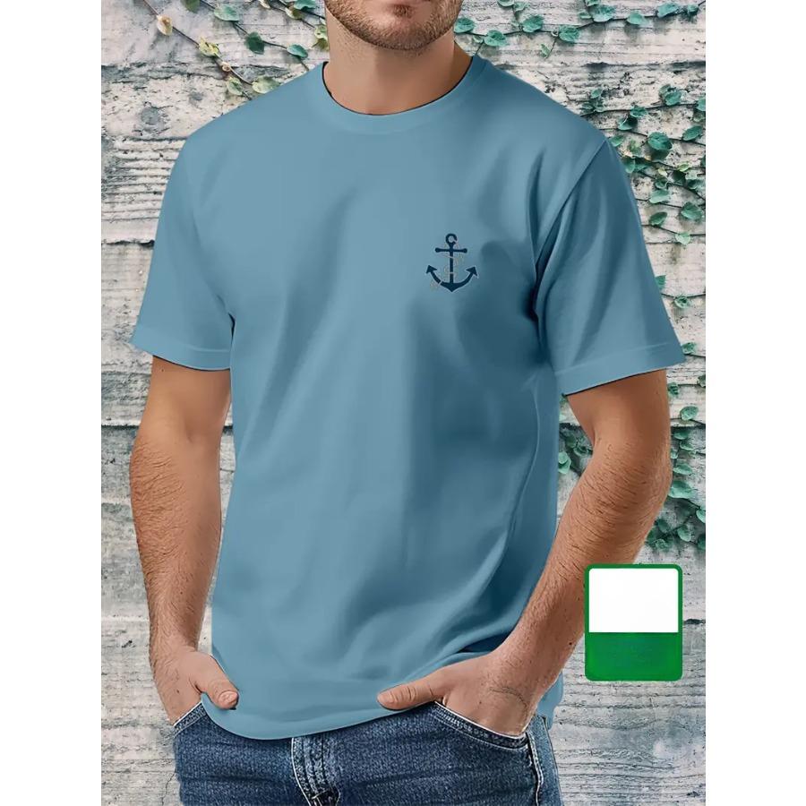 

Men Anchor Print T-Shirt - 100% Polyester Quality, Round Neck, Short Sleeve Summer Tee, Casual Summer Wear | Nautical Theme | Comfortable Fit S темно-синього кольору