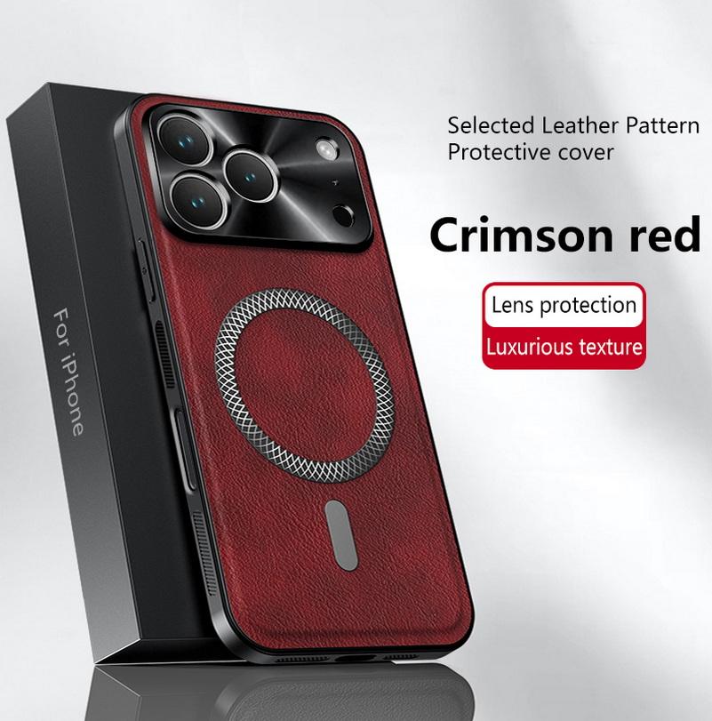 PU Leather Wireless Charging Magnetic Case For iPhone 17 Pro Max iPhone Air 16 E 15 14 Plus Phone Shockproof Protect Cover Shell