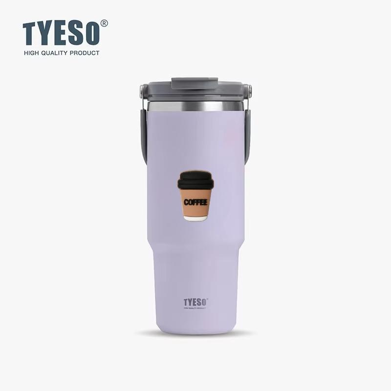 Tyeso 1200ML Vacuum Flasks Stainless Steel Coffee Cup Cold Hot Double-layer Insulated Big Capacity Cold Water Cup with Coffee Sticker