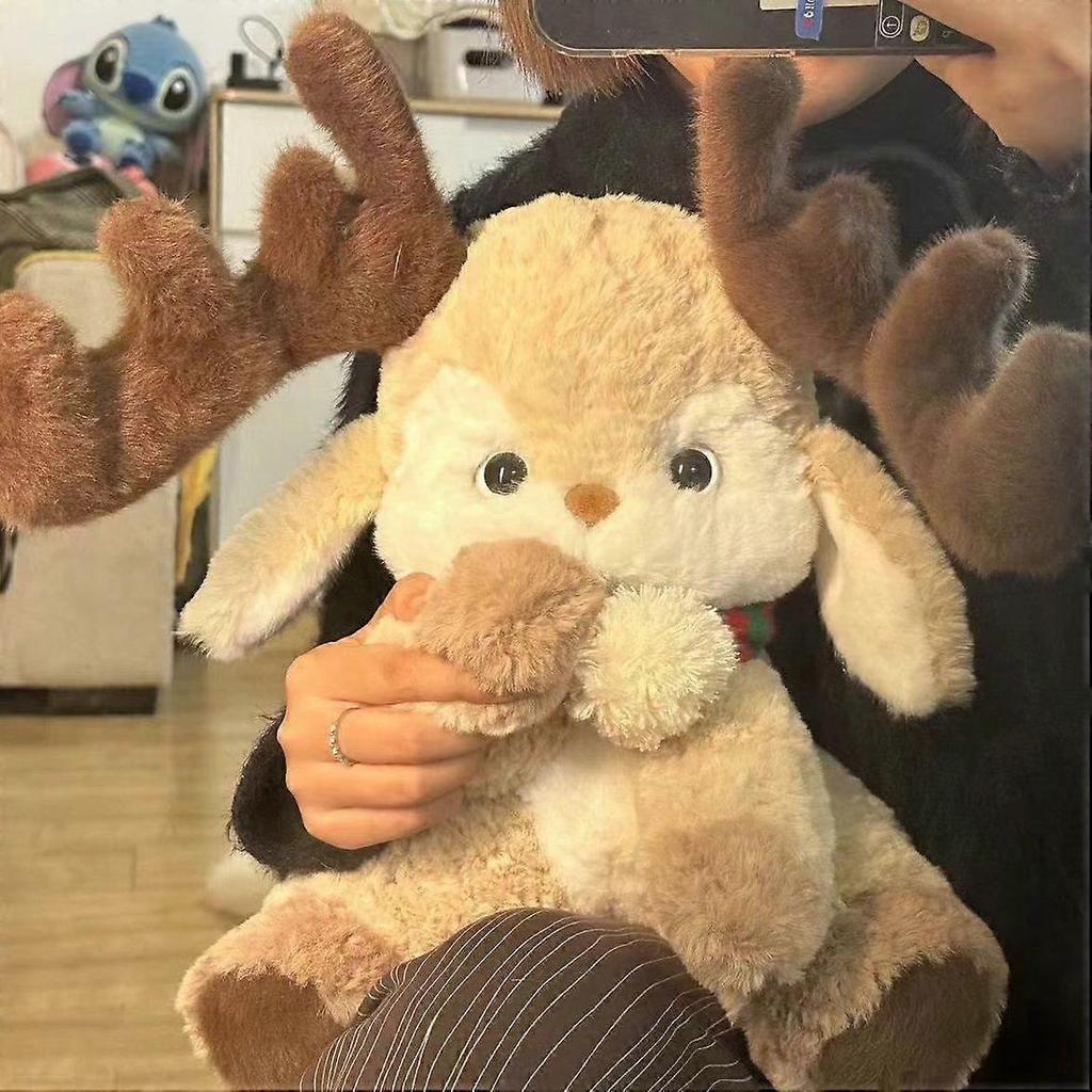 Gute Nacht Hirsch Plüschtier mit großem Geweih - Geschenk für Kinder 55cm