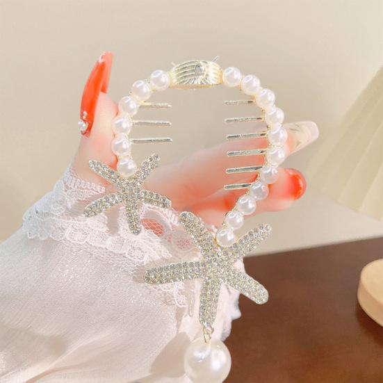 Elegant Flower Faux Pearl Tassel Hair Claw Shining Rhinestone Hair Clip Women Hair Barrette Girl Bun Hair Holder Fringe Hairpin Jewelry Hair