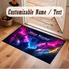 Space Cosmic Theme Crystal Velvet Floor Rug Personalized Custom Name Text Warm Carpet Home Decoration