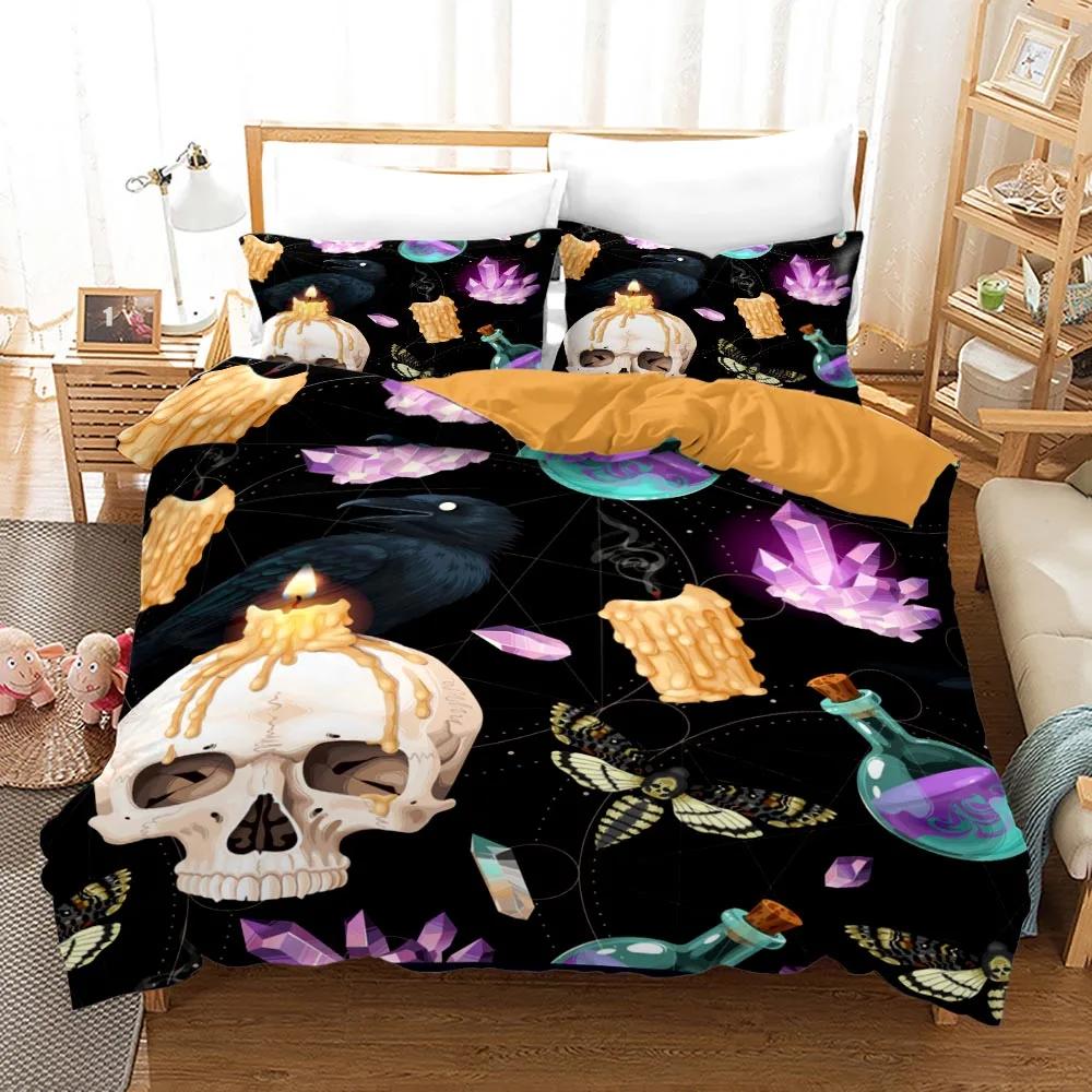Death Moth Crow Duvet Cover Set Queen Size Phase Space Comforter Cover for Boys Abstract Exotic Aesthetic Bedding Set Dark Art