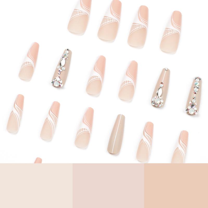 Nail art piece Rhinestone long ballet wearing nail finished long nail art wearing nail piece nails