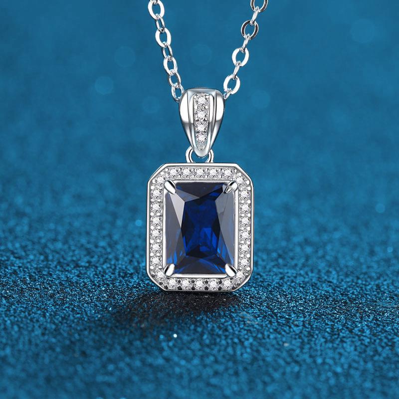 S925 Sterling Silver Women s Pendant Necklace - Pigeon Blood Red, Blue  Green with Diamonds, Exquisite Clavicle Chain S925 Silver