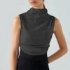 Women's Solid Color Semi-high-neck Sleeveless Vest Pleated  Top T-shirt