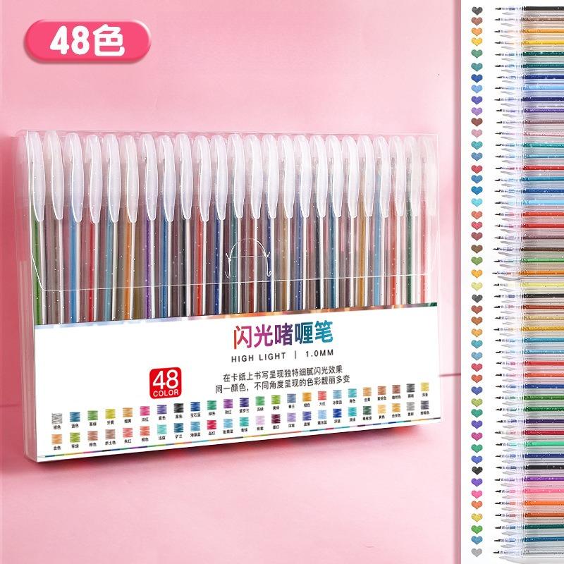 Color Glitter Gel Pen Glow Glitter Gel Pen Morandi Color Notebook Pen To Make Notes Pearlescent Markers