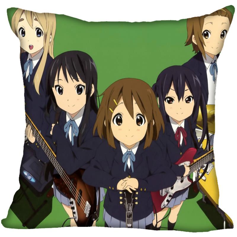 New Arrival K-ON! Anime Girl Pillow Case For Home Decorative Pillows Cover Square Zippered Satin Fabric PillowCases 40X40,45X45