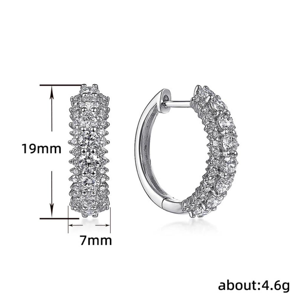 Full Pave Stone Huggie Hoop Earrings Sparkling Stacked Design Elegant Everyday Women Jewelry