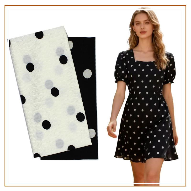 Striped Polka Dot Stretchy Crepe Dress