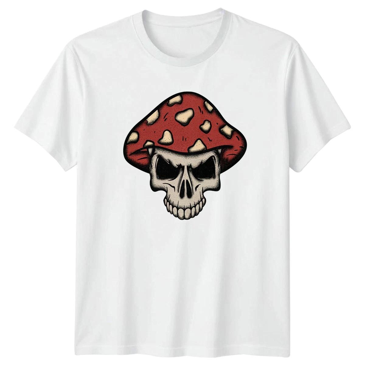 Mushroom Skull Tattoo Art T-Shirt Mushroom Skulls Gift For Him And Her 2XL