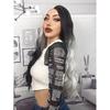 Long Wavy Ombre Black White Synthetic Wigs for Women Heat Resistant Natural Middle Part Cosplay Party Lolita Daily Hair Wigs