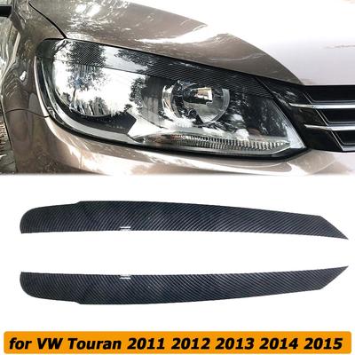 2PCS Eyelids Front Headlight Eyelid Eyebrow Trim Cover Sticker For Volkswagen VW Touran 2011 2012 2013 2014 2015 Car