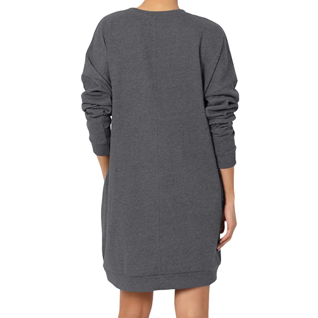 Women's Solid Color V-neck Top Long Sleeved Loose Top