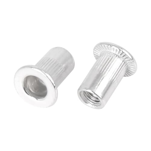 uxcell 110pcs M4 Flat Head Rivets with Threaded Insert Nuts, Aluminum Alloy, Silver Tone, for Cars