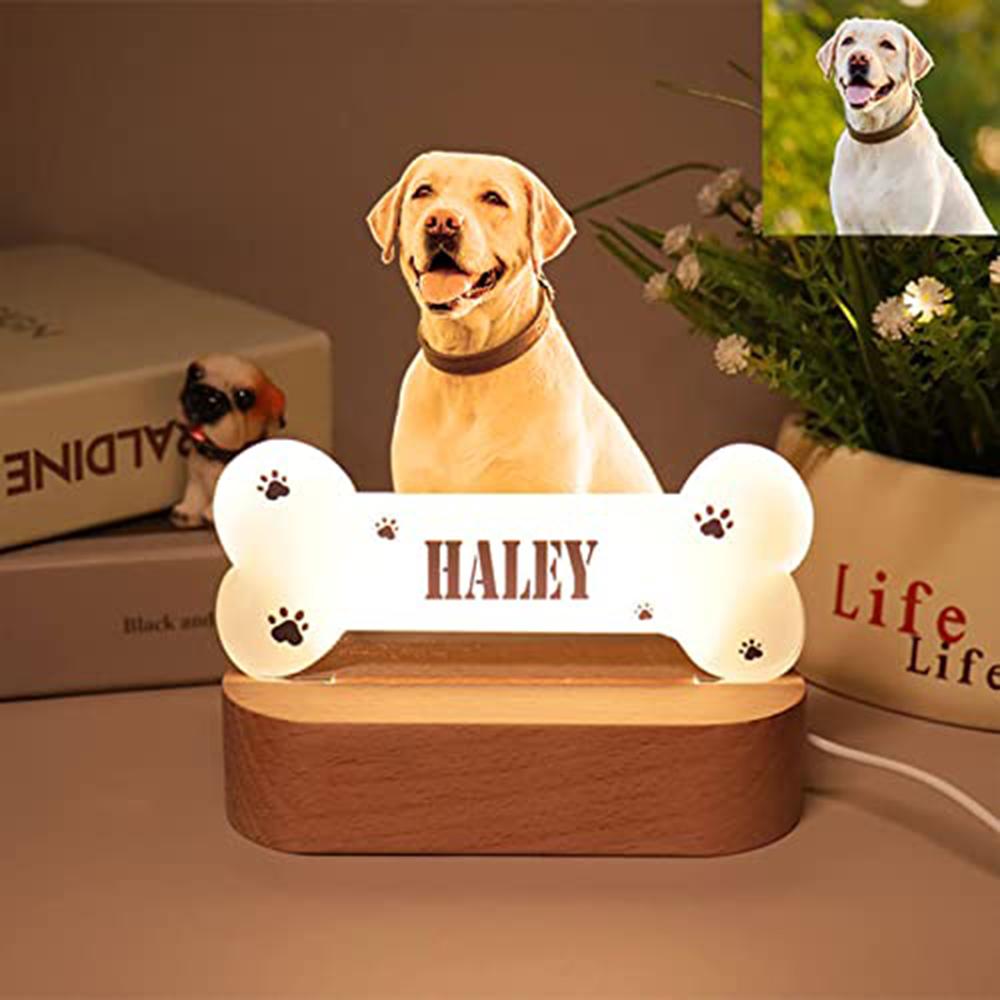 Custom Photo Acrylic Pet Growth Memory Night Light Pet Accompany Moments Personalized Bedroom Bedside Desktop Home Decor Gift