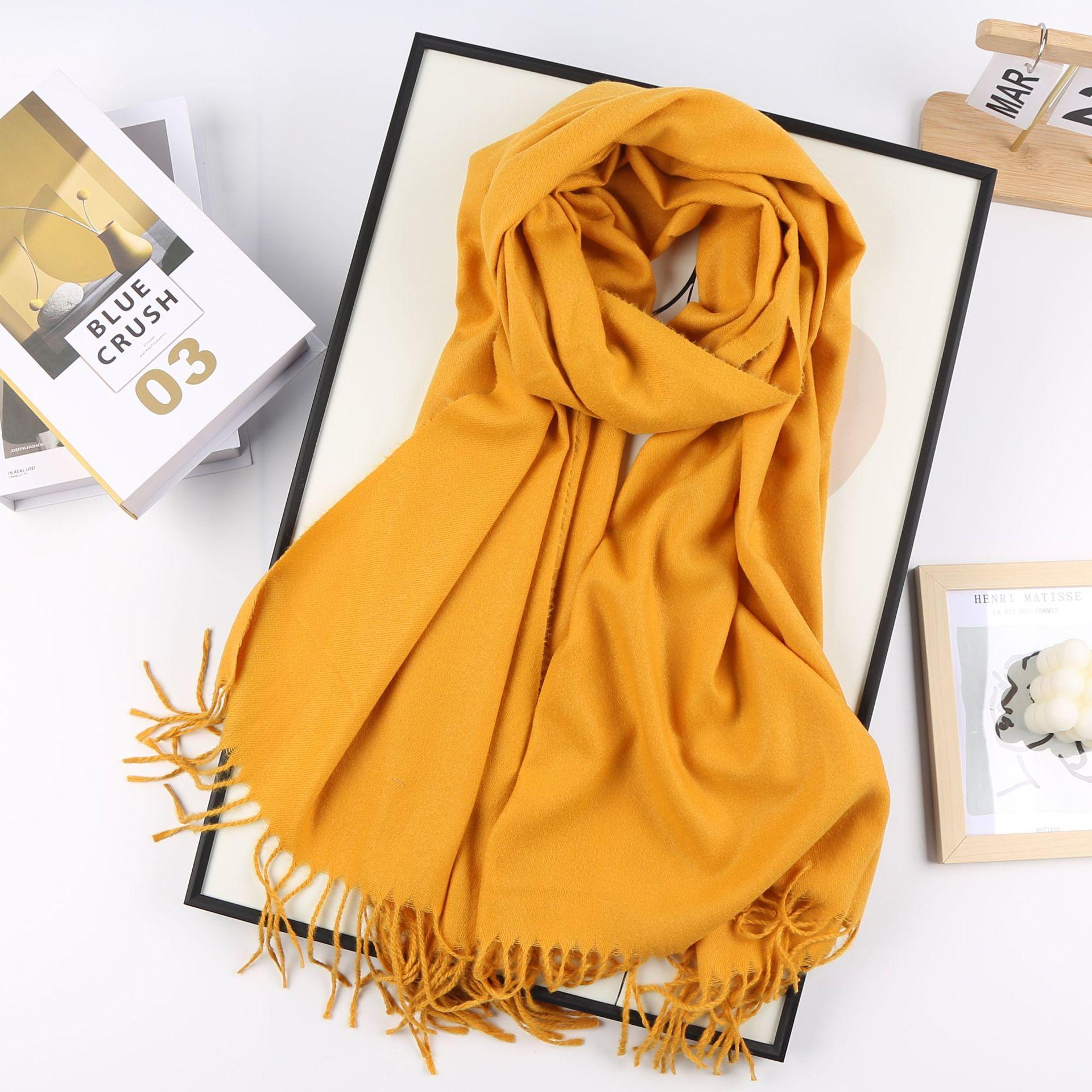 

Жіночий однотонний м’який шарф з бахромою, зимовий теплий зручний шарф із штучної пашміни та шаль для жінки, різдвяний червоний модний шарф one size