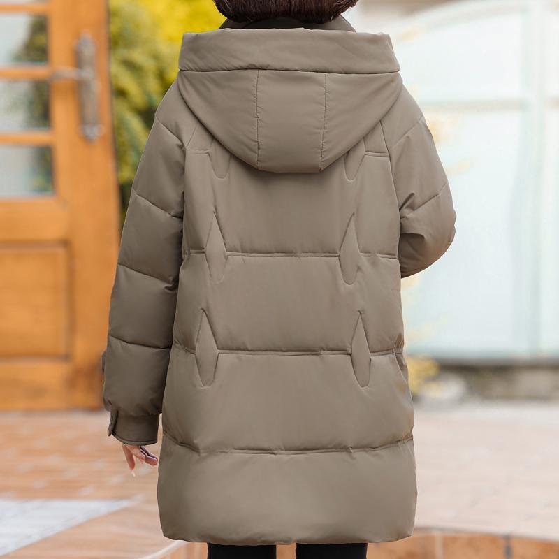 Téli hosszú kabát női felsőruházat kapucnis Elegáns középkori női dzsekik Vastag meleg molett parkák