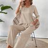 Elegant Vacation Solid Color Three-Quarter Sleeve Top and Wide-Leg Pants Set