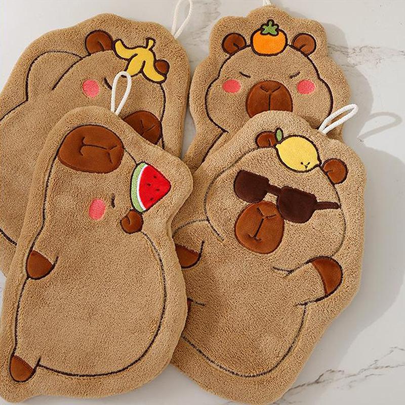 Cartoon Handtuch Niedliches Wasserschwein Hängehandtuch Küche Badezimmer Gesichtswaschlappen Meerschweinchen Korallenfleece Schnelltrocknendes Handtuch