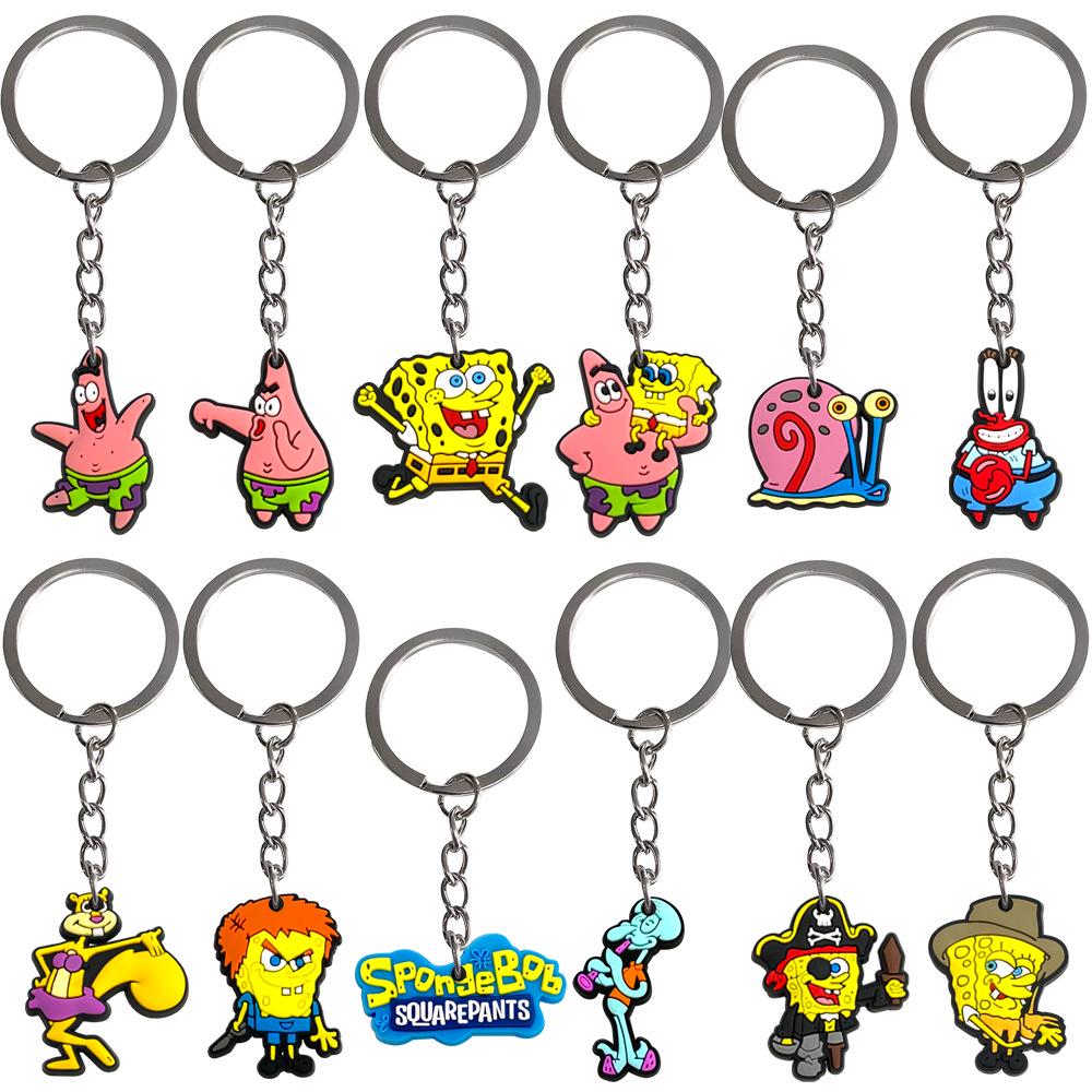 SpongeBob & Patrick Star PVC Keychain Set - Cute Cartoon Bag Pendants, Small Gift