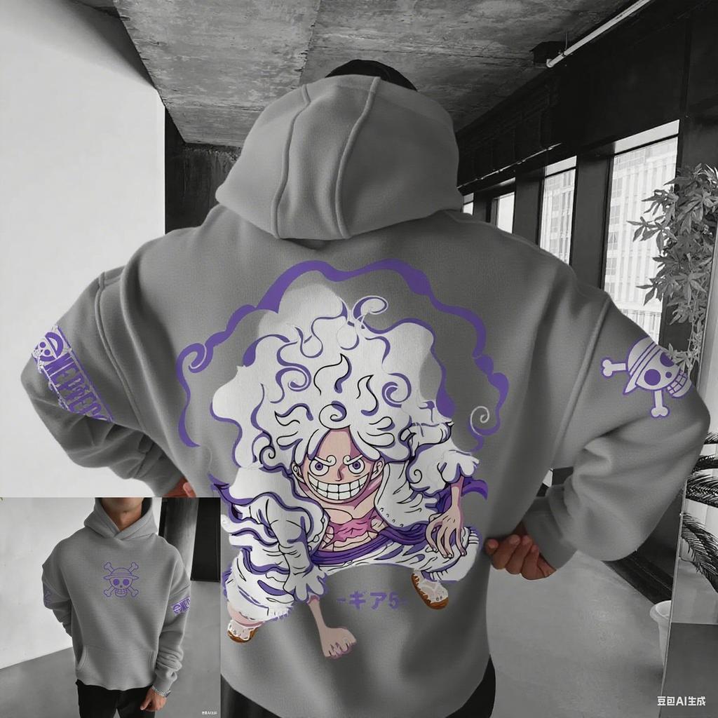 Anime Bluza One Piece Luffy Gear5 Nika Męska Damska Streetwear Bawełniana Bluza Oversize Casualowy Pulower Graficzny Sweter z Kapturem
