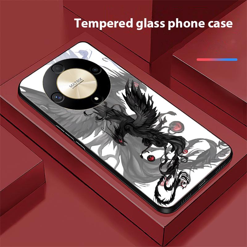 Schwarze Cartoon Dapeng Hülle für Honor Magic 6 50 70 90 Lite X7b 200 Pro Nova 10 Nova 5T X6 P30 Pura 70 Ultra Gehärtetes Glas Handyhülle