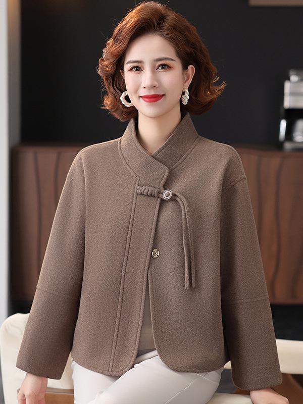 Mom's Autumn Double-Sided Wool Coat - Elegant Petite Middle-Aged Women's Jacket for Fall & Winter