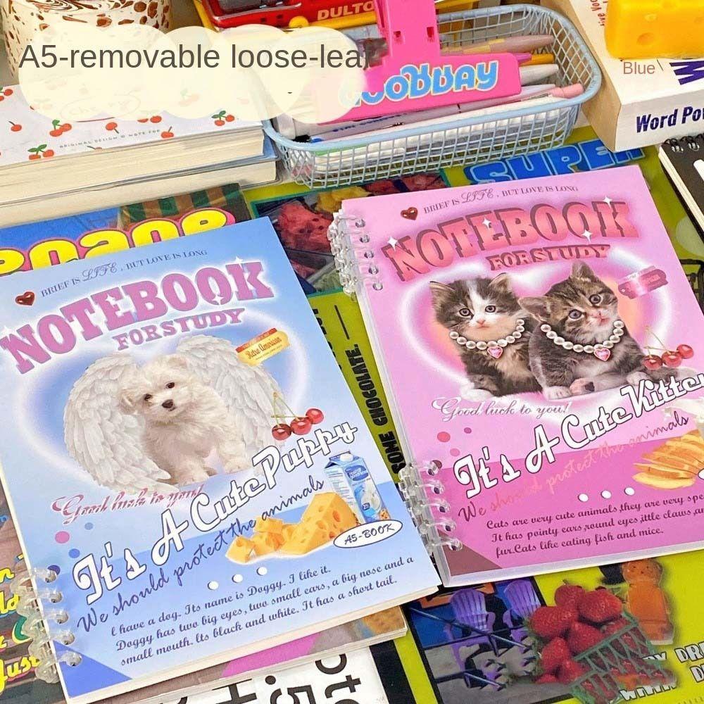 

50 листов А5 переплетный блокнот американский стиль американский ретро блокнот справочник спиральный блокнот девушка подарок pink-Loose Leaf