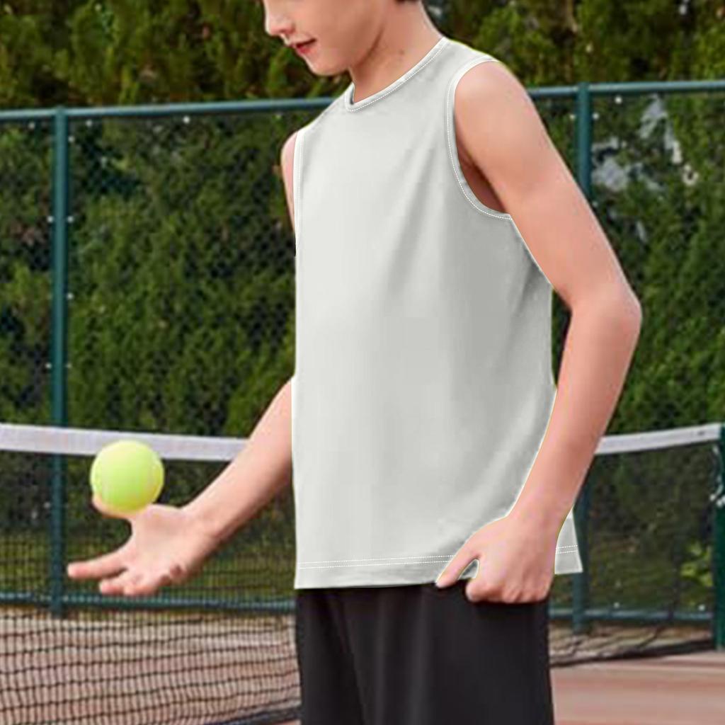 Ärmelloses Rundhals-Tanktop für Jungen Klassische Passform Jugend Basic Einfarbig Unterhemd Weiches Baumwollmaterial Bequem zu tragen